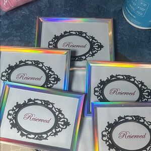 5 framed Silver Reserved Sign Set